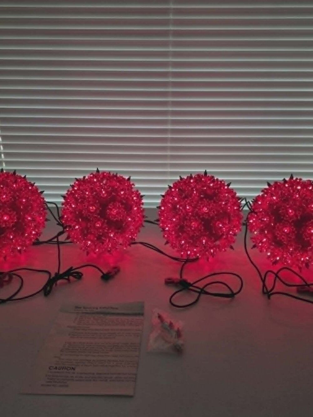 4 HOLIDAY BRIGHT LIGHTS 6" SPHERE 50 LIGHTS ON EACH RED CHRISTMAS HOLIDAY DECOR